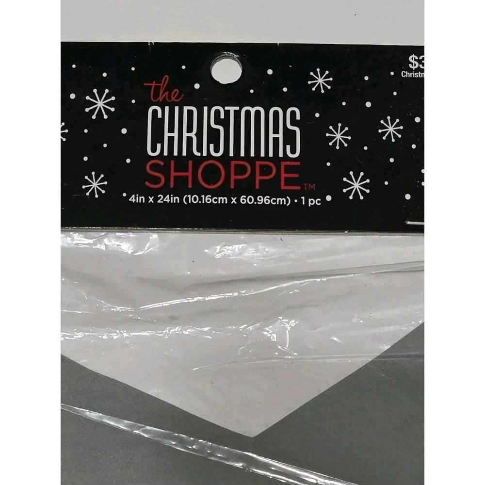 Joy To The World Christmas Banner Gray White Glitter 4x24 Tree Decoration 2 Pc